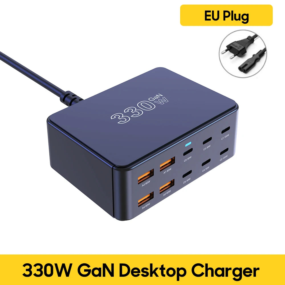 800W USB C GaN Carregador 100W PD3.0 PPS QC3.0 Estação de carregamento rápido multiporta para iPhone 15 16 Samsung Macbook Pro Laptops Tablets