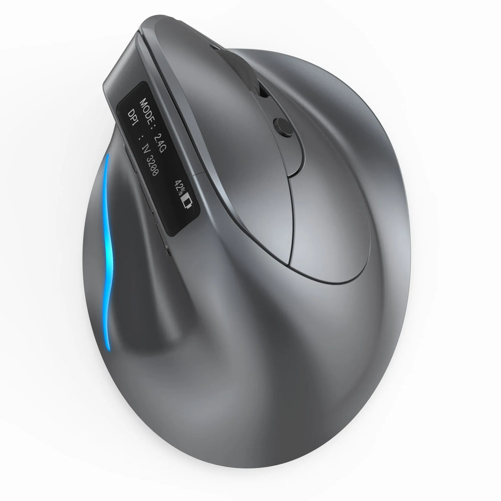 Mouse Vertical Sem Fio Lefon F26C com Tela OLED, Mouse Ergonômico Bluetooth Óptico Recarregável para Jogos em PC e Laptop