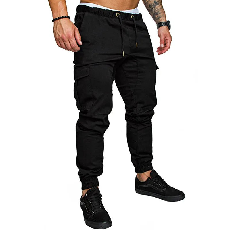 Calças masculinas finas moda casual jogger calças 2020 streetwear calças de carga multi-bolsos calças de fitness ginásios moletom dos homens