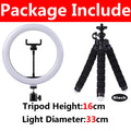 Anel de luz LED de 12 polegadas para fotografia, iluminação de celular com tripé, lâmpada redonda USB para vídeos do YouTube e transmissões ao vivo.
