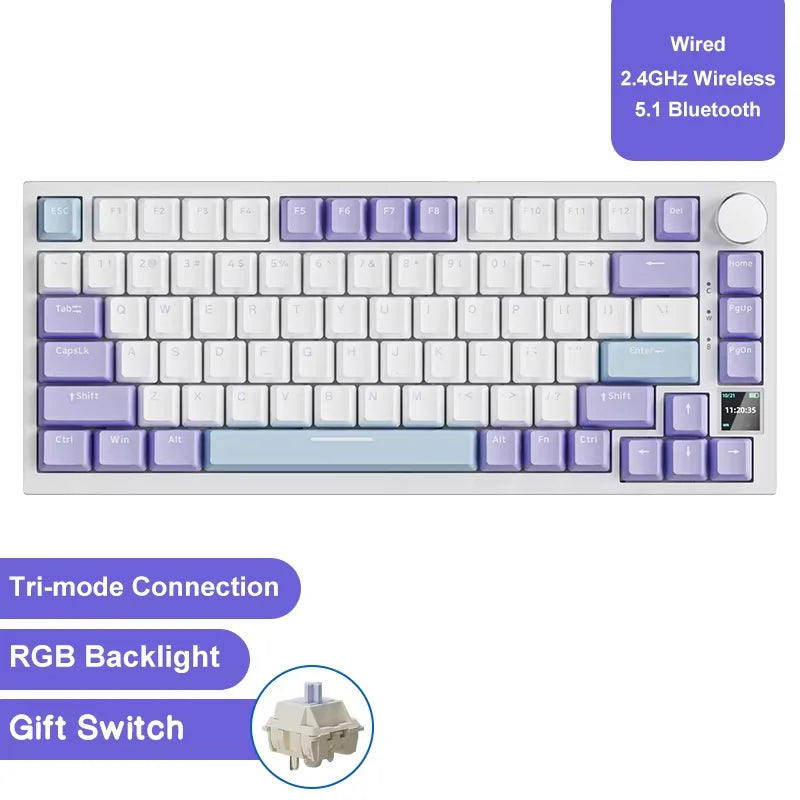 AJAZZ AK820 com fio com botões de volume rotativos, teclas hot-swap para teclados mecânicos de escritório e casa