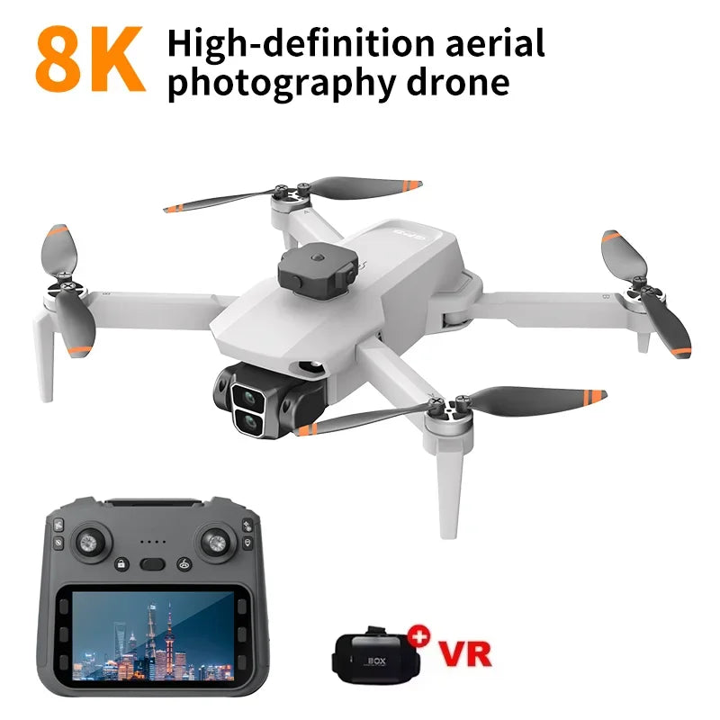 L106 drone 8k hd câmera dupla 5g wifi fpv motor sem escova evitar obstáculos com tela de controle remoto quatro eixos dron brinquedos presentes