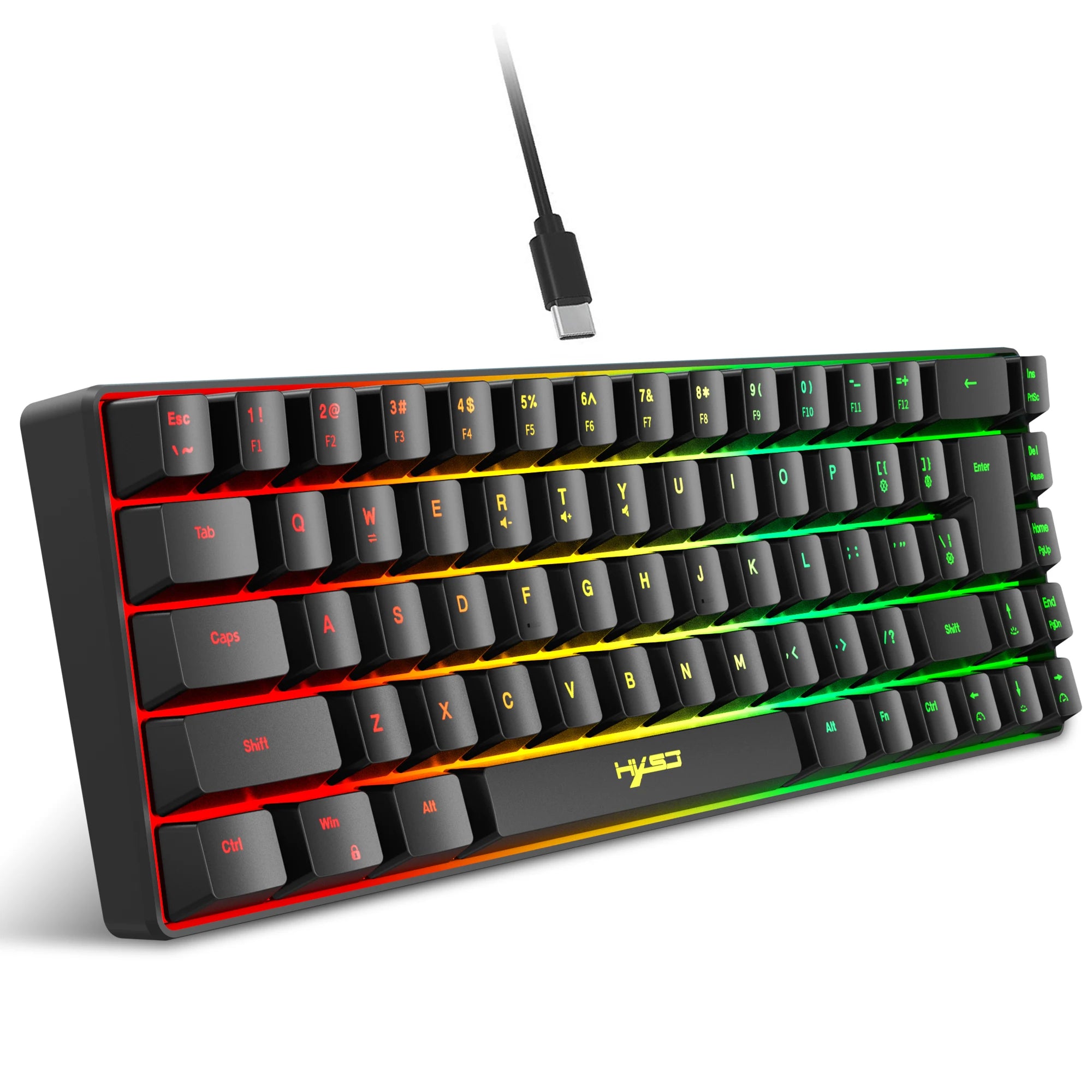 68 teclas teclado para jogos usb com fio portátil 20 rgb backlight espanhol coreano russo teclado para windows laptops computador