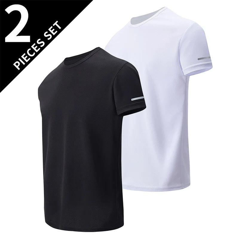 4/1 pçs verão masculino cor sólida coringa de secagem rápida manga curta solta plus size esportes correndo jogando camisa masculina de meia-idade