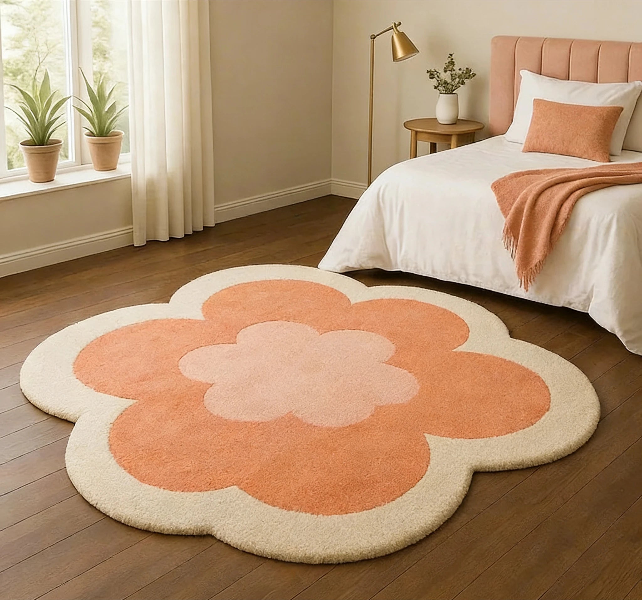 Forma de flor tapetes para sala estar forma irregular decoração do quarto menina tapete engrossado pelúcia cabeceira tapete macio