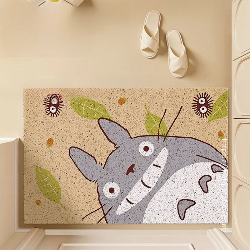 Tapete de Porta Totoro Antiderrapante Personalizável para Uso Doméstico Tapete Redondo Trançado Resistente à Sujeira para Uso...