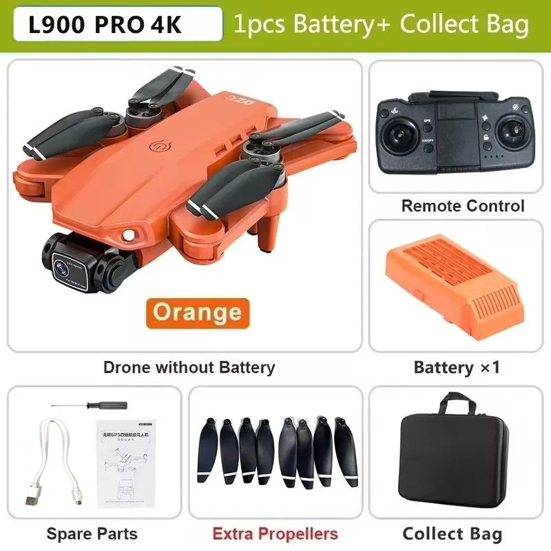L900 pro gps drone 4k profissional hd câmera dupla 5g wifi fotografia sem escova dobrável quadcopter rc distância 1.2km dron brinquedo