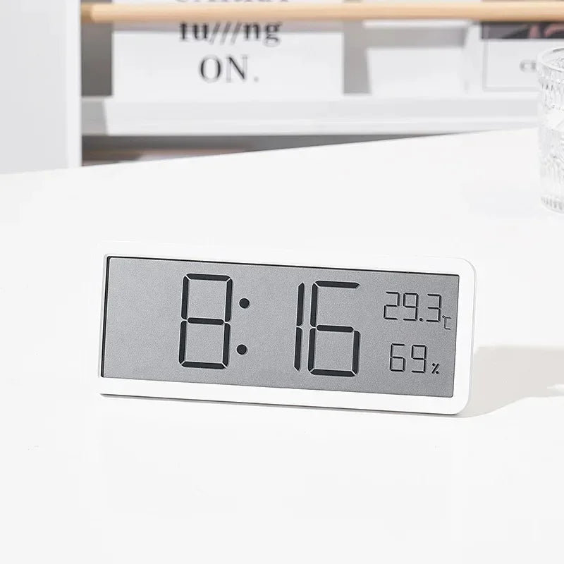 Tela lcd relógio de parede digital tempo temperatura umidade exibição relógio eletrônico desktop relógio digital alimentado por bateria