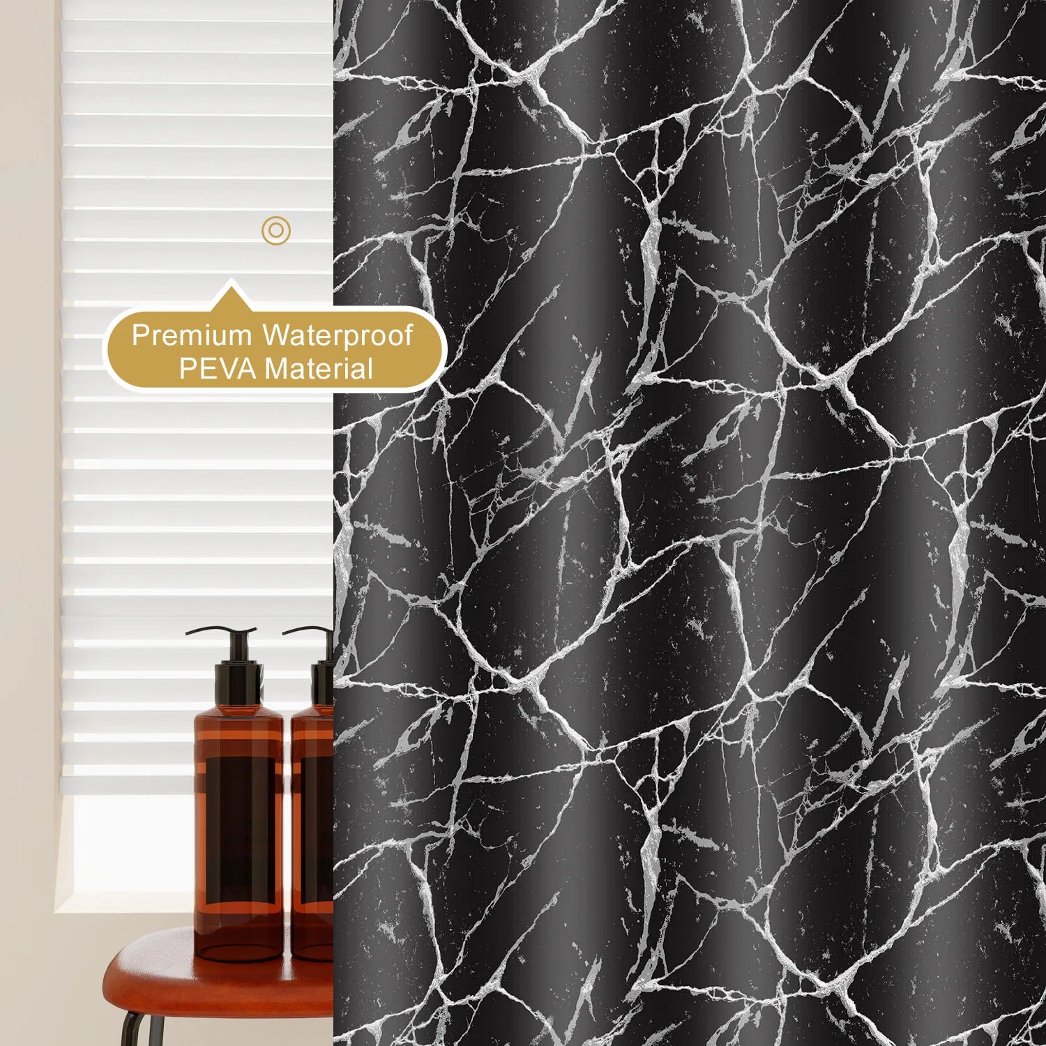 1pc preto mármore arte geométrica cortina de chuveiro à prova dwaterproof água peva moderno e minimalista decoração do banheiro
