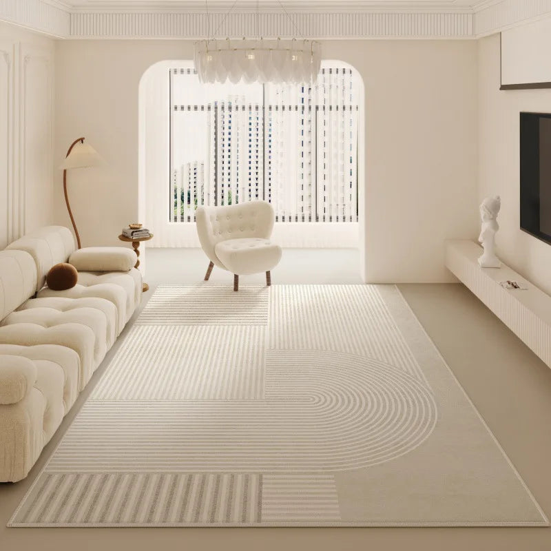 Luxo minimalista sala de estar tapete cor creme grande área para sofá quarto decoração casa