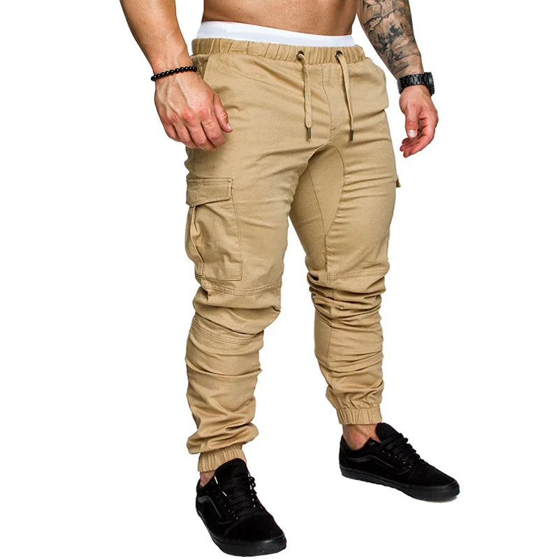 Calças masculinas finas moda casual jogger calças 2020 streetwear calças de carga multi-bolsos calças de fitness ginásios moletom dos homens