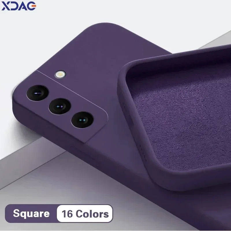 Capa de Telefone de Silicone Líquido Luxuosa com Sensação de Pele para Samsung Galaxy S21 S22 S23 S24 S25 S26 Ultra Plus, Anti-Queda e Totalmente Protetora