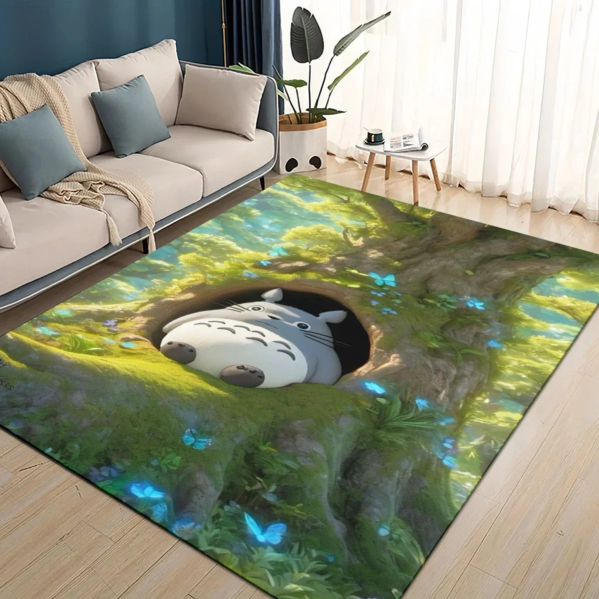 Tapete 3D T-Totoros para Sala de Estar, Quarto Infantil, Sofá, Decoração, Tapete Antiderrapante para Brincadeiras das Crianças