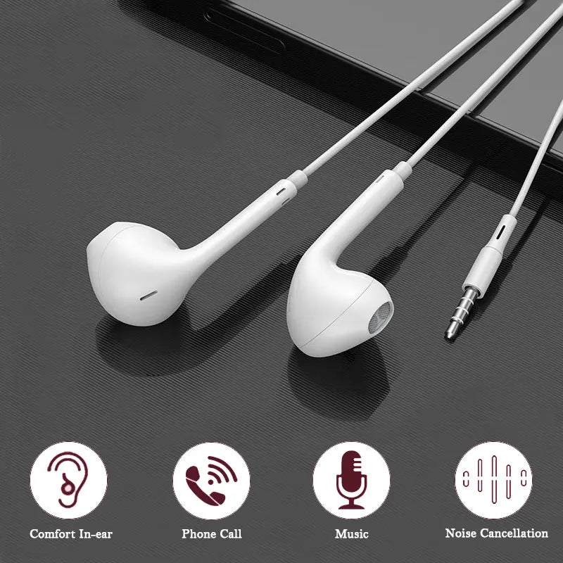 Fones de ouvido intra-auriculares com fio de 3,5 mm Fones de ouvido com fio com microfone Fones de ouvido estéreo esportivos MP3
