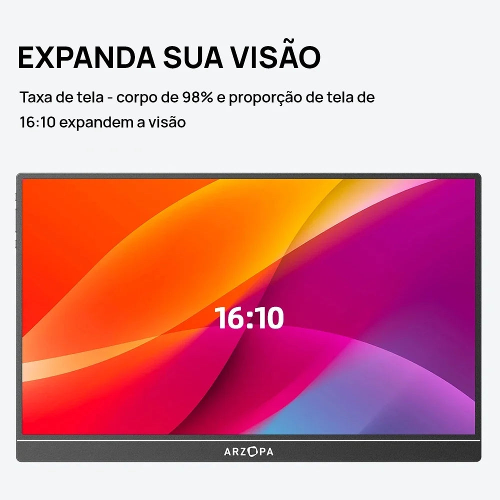 ARZOPA 16 "2.5K QHD Monitor Portátil 16:10 Tela IPS com Tipo-c Mini HDMI Segundo Display para MAC/Laptop/PC/Xbox/PS/Switch, Z1RC