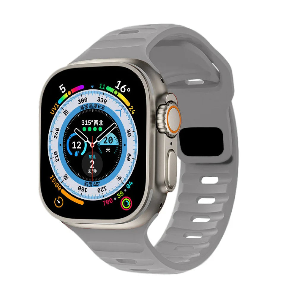Pulseira de Silicone Sport para Apple Watch, Banda, 49mm, 45mm, 44mm, 42mm, 40mm, 41mm, 38, Pulseira Correa, iWatch Series 9, 8, 7, 6, 5, 4, 3, SE, ultra