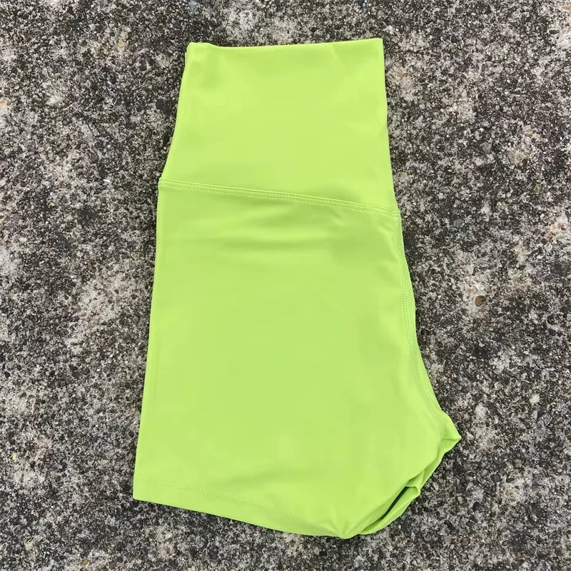 Sexy cor sólida cintura alta atlético yoga perna curta ciclismo feminino fitness esporte curto treinamento abrangente jogging agachamento à prova