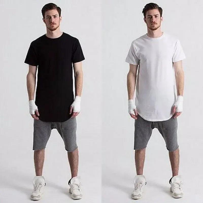 Camiseta Masculina 2026 MRMT High Street com Barra Curva, Algodão de Alta Qualidade, Camiseta Masculina Alongada Oversize, Blusas e Camisetas para Homens
