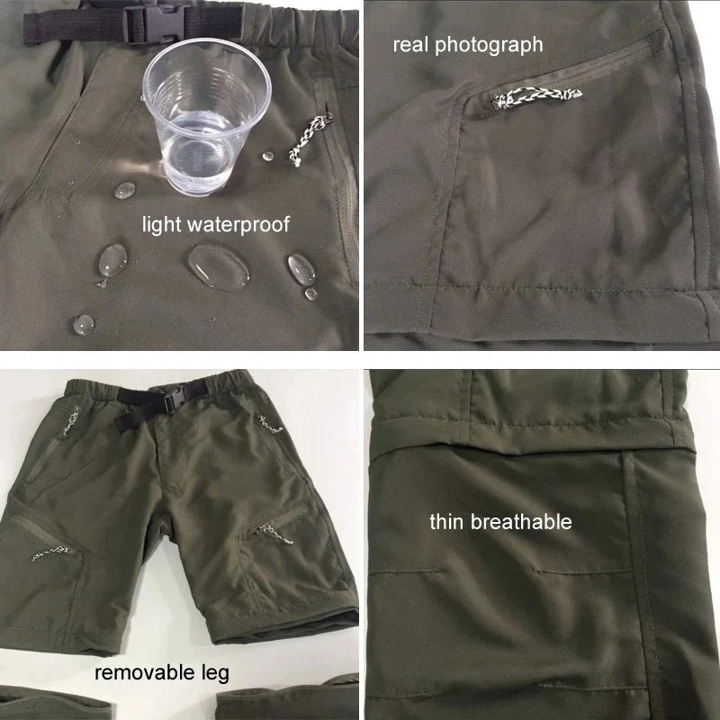 Calças de verão de secagem rápida podem removíveis para shorts homens tático caminhadas esporte respirável viagem pesca acampamento trekking calças