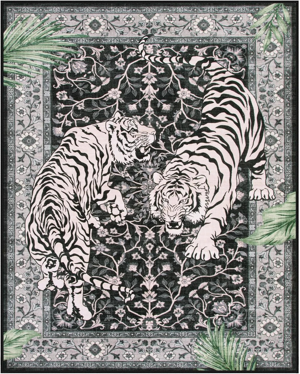Tapete para sala de estar, selva, tigre, decoração de casa, área grande, quarto, lavável, máquina de café, cozinha
