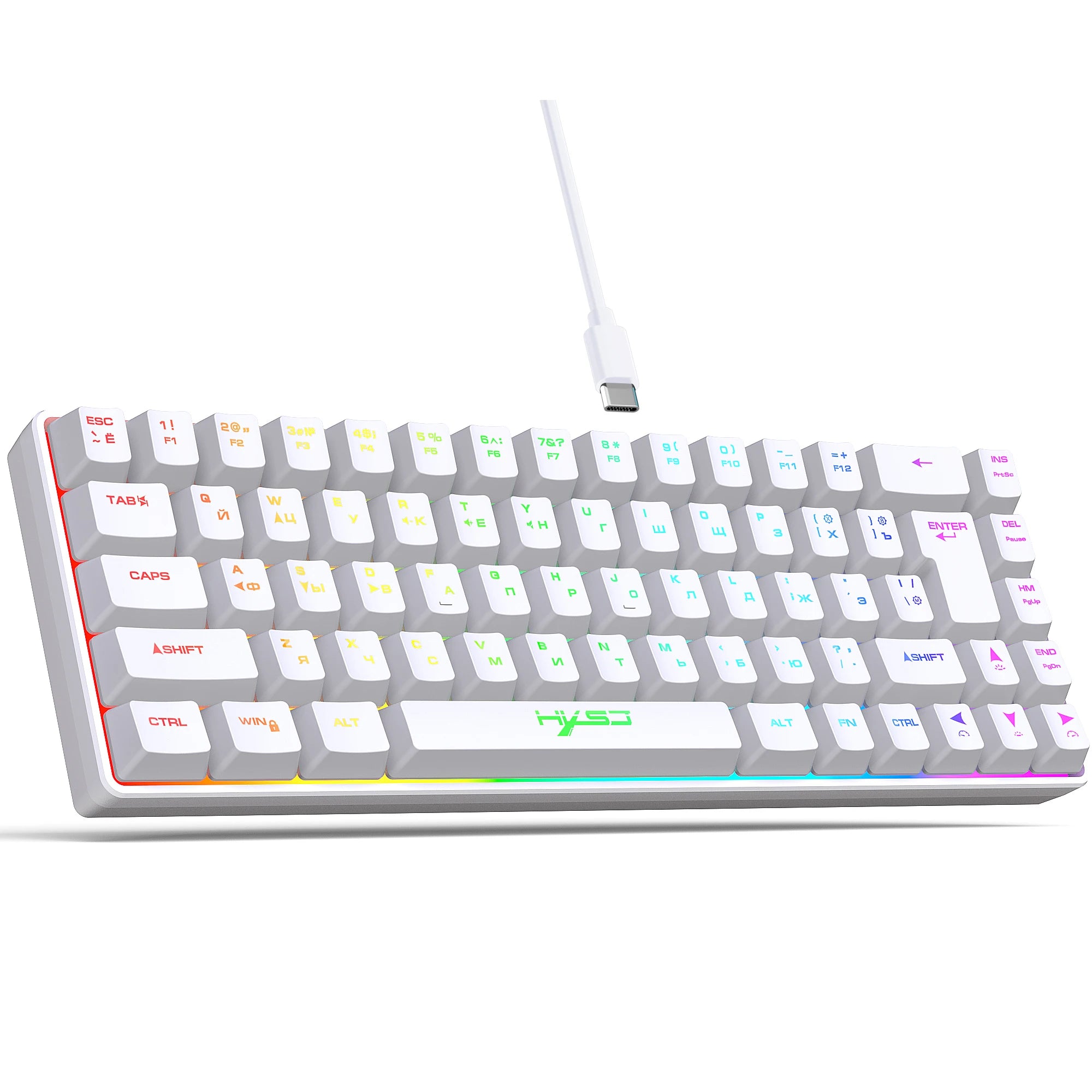 68 teclas teclado para jogos usb com fio portátil 20 rgb backlight espanhol coreano russo teclado para windows laptops computador