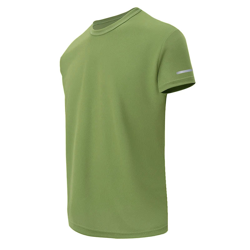 4/1 pçs verão masculino cor sólida coringa de secagem rápida manga curta solta plus size esportes correndo jogando camisa masculina de meia-idade