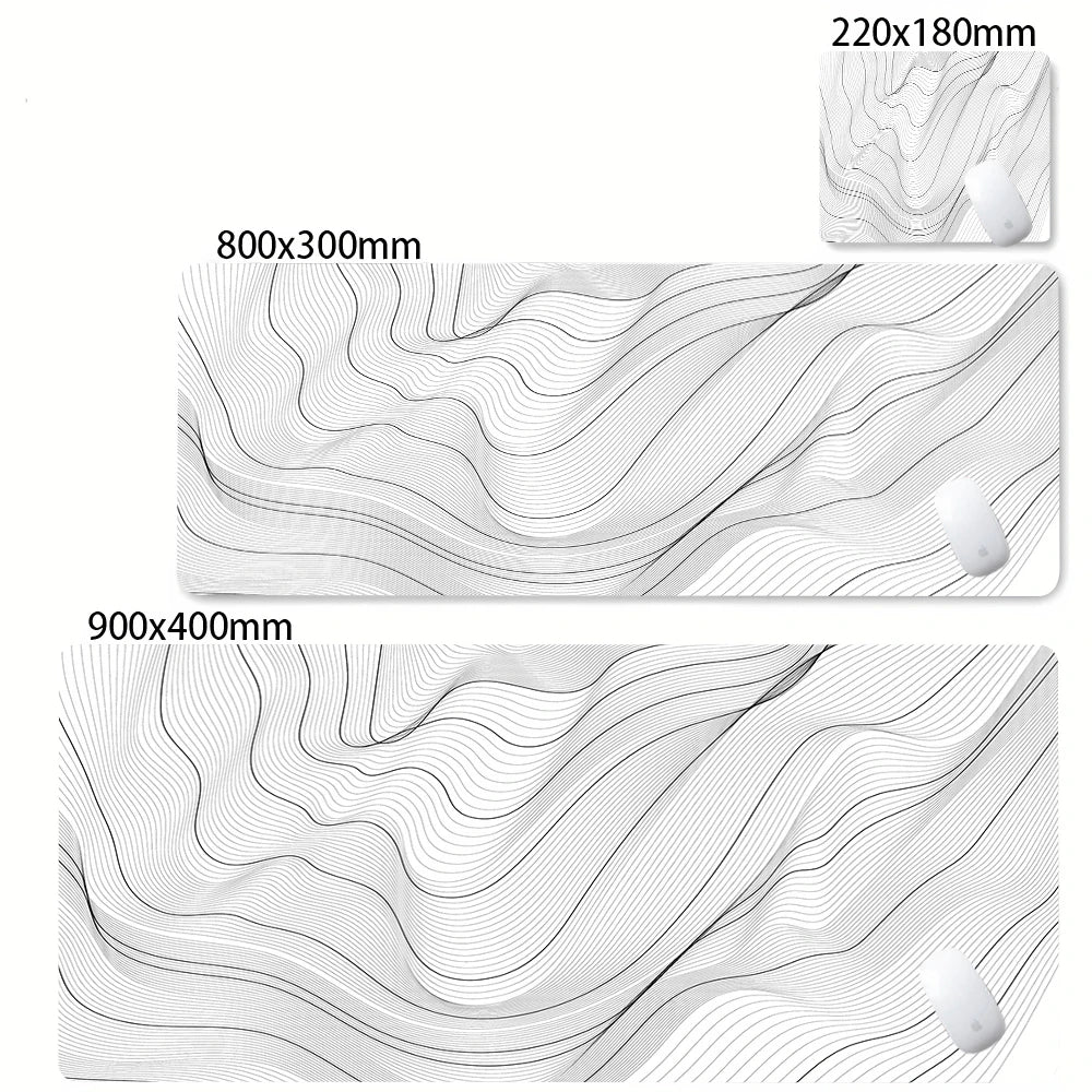 Xxl tapete de mesa preto e branco strata líquido mousepad grande abstrato mouse pad jogos deskmat com lockedge escritório antiderrapante tapete