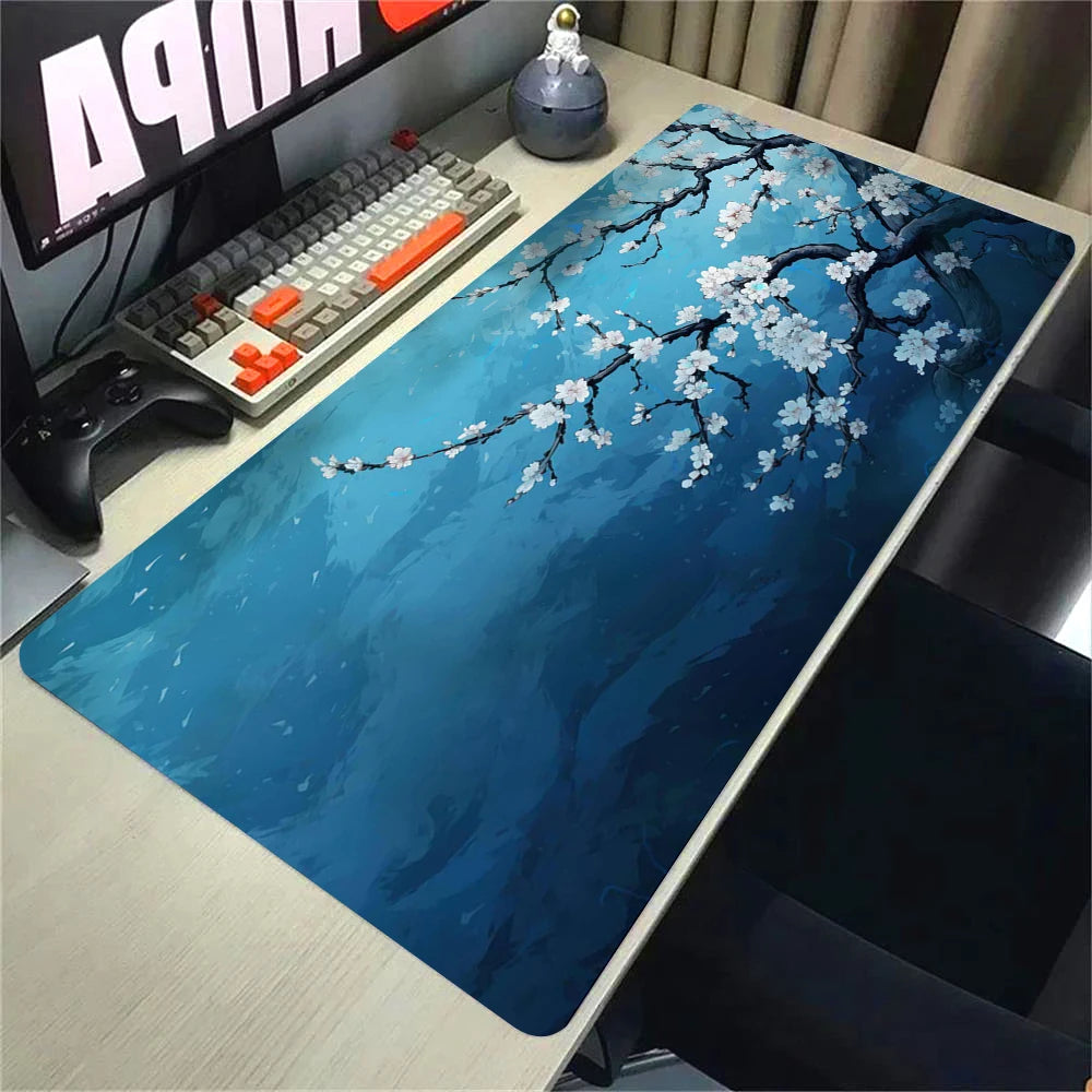 Mouse pad paisagem sakura grande deskmat portátil acessórios do computador mousepad tapetes de borracha anti deslizamento mousepad kawaii playmat