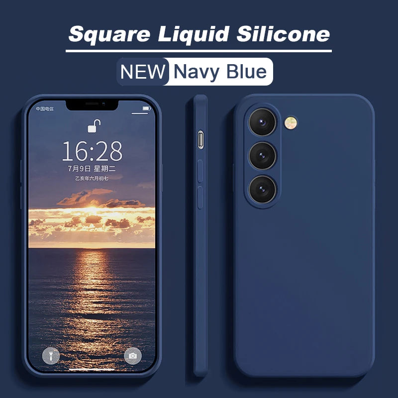 Capa de Silicone Líquido Quadrada para Samsung Galaxy S26 S25 S24 S23 S22 Ultra Plus S26Ultra - capinha Protetora Macia