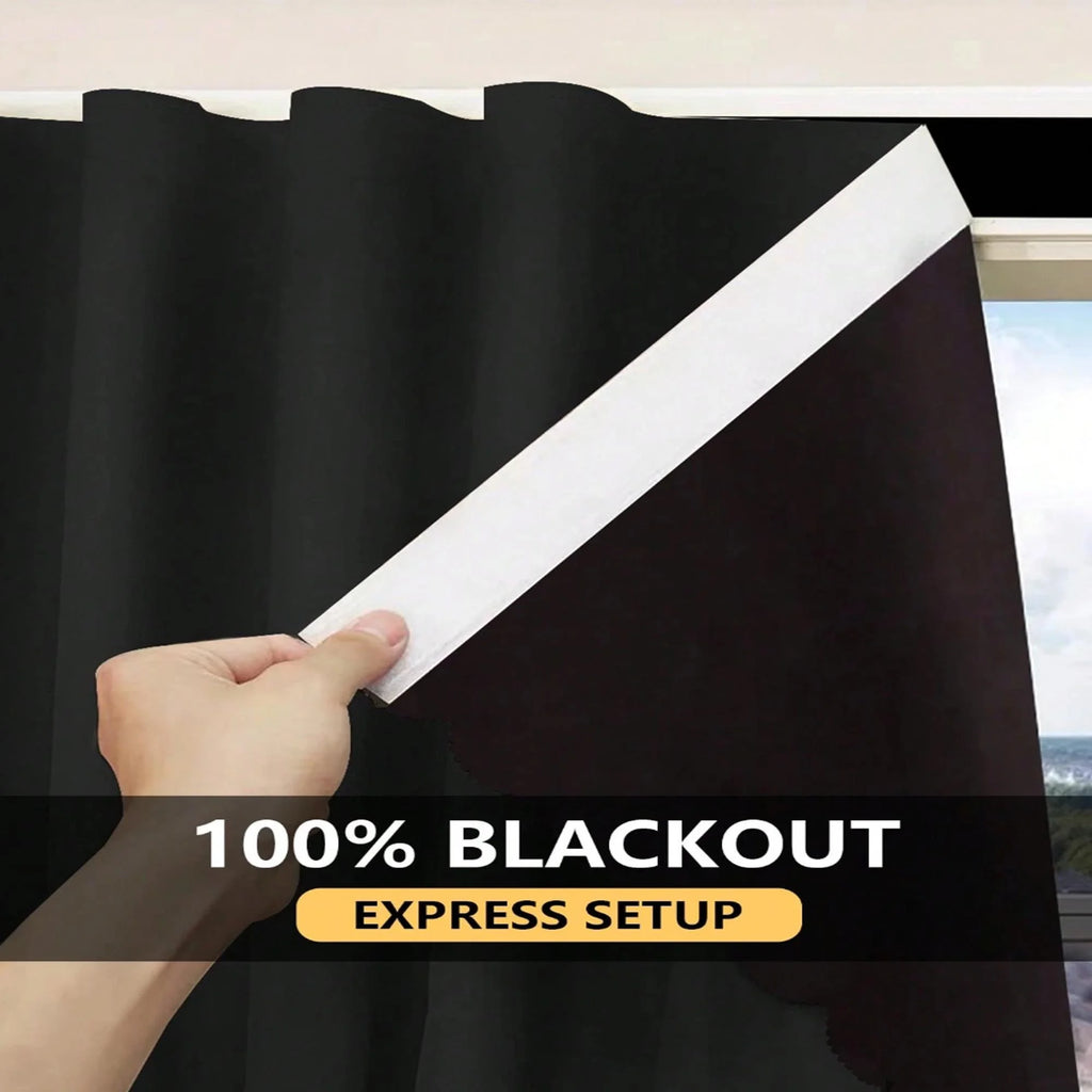 1pc Cortina 100% Blackout, Autoadesiva, Sem Necessidade de Furos, Bloqueio de Luz Solar, Isolamento Térmico, Proteção de Privacidade