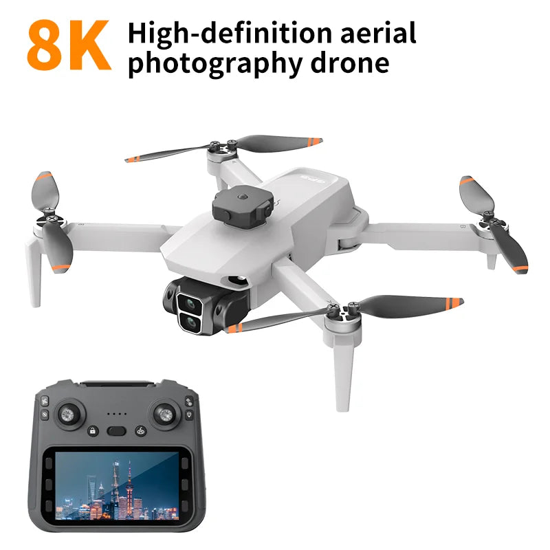 L106 drone 8k hd câmera dupla 5g wifi fpv motor sem escova evitar obstáculos com tela de controle remoto quatro eixos dron brinquedos presentes