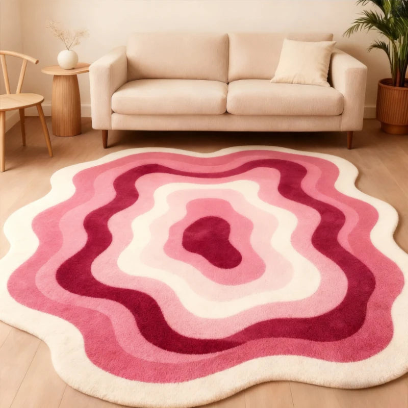Estilo moderno decoração do quarto tapete irregular grande área para sala de estar engrossado pelúcia gradiente tapete fofo macio