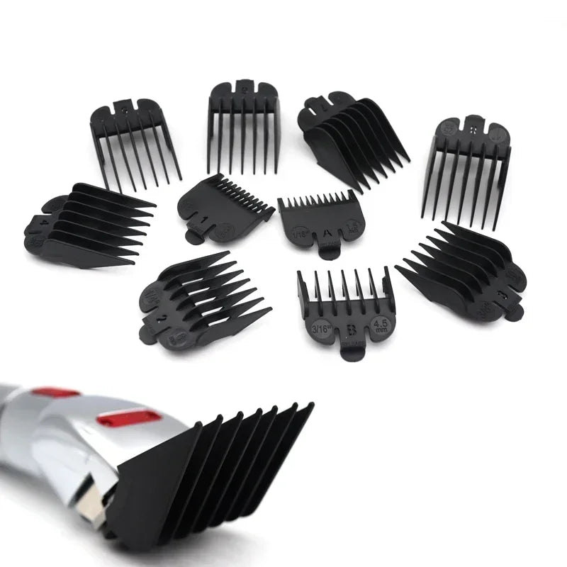 Pentes de corte de cabelo universais, 10 peças, para máquina profissional de aparador de cabelo, acessórios de barbeiro, pentes de limite de aparador 1.5-25mm