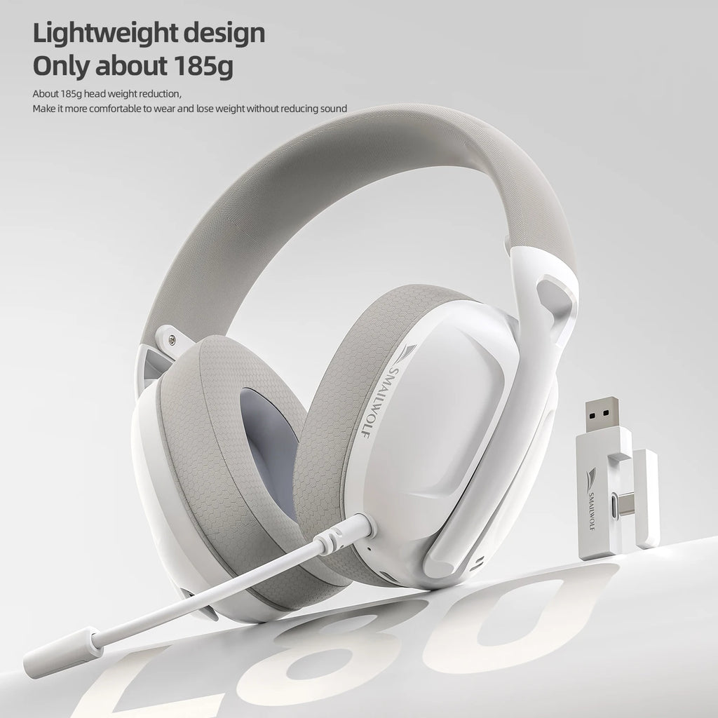 SmaILWOLF L80 Bluetooth sem fio com fio de três modos para jogos fone de ouvido portátil para casa fone de ouvido leve com microfone
