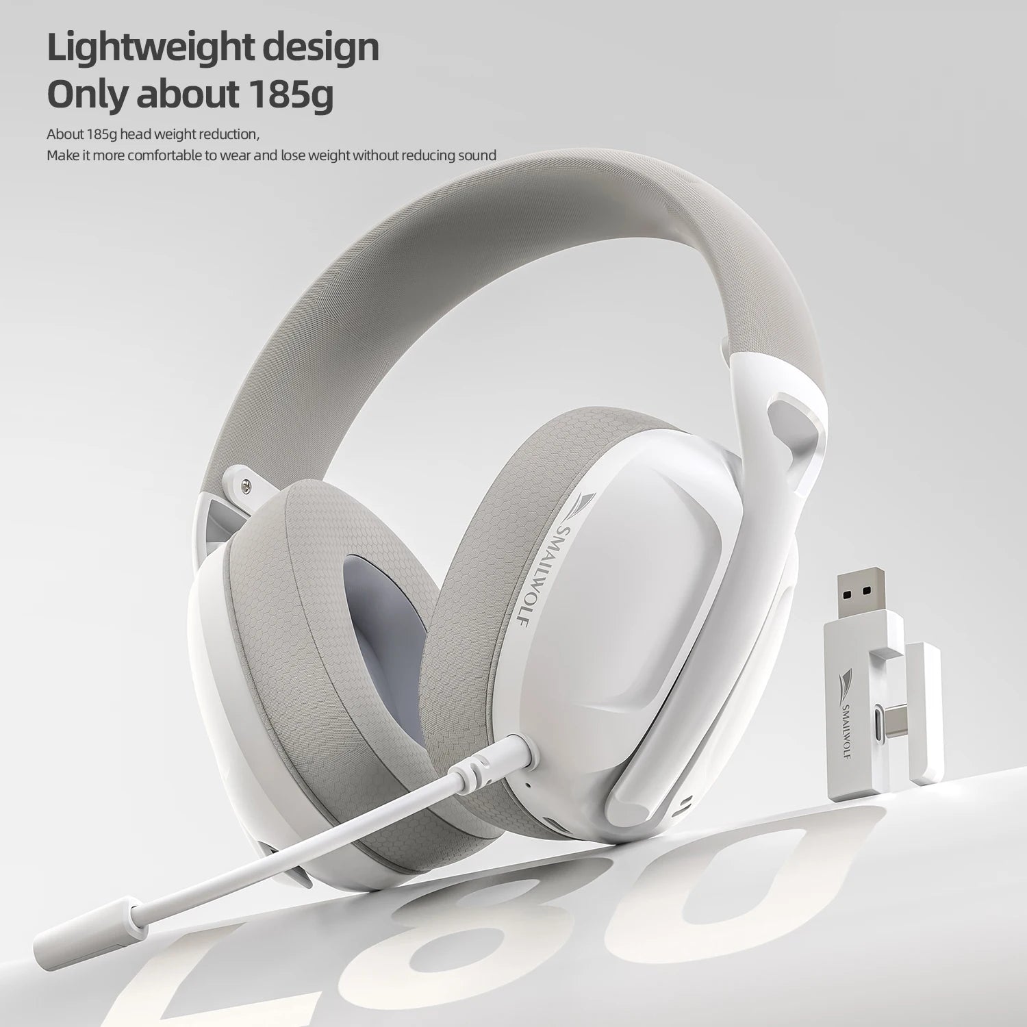 SmaILWOLF L80 Bluetooth sem fio com fio de três modos para jogos fone de ouvido portátil para casa fone de ouvido leve com microfone