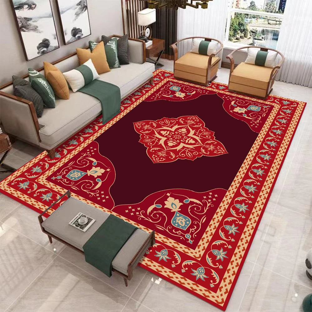 Europeu retro grande tapete para sala de estar decoração de luxo antiderrapante quarto vestiário lavável tapete macio