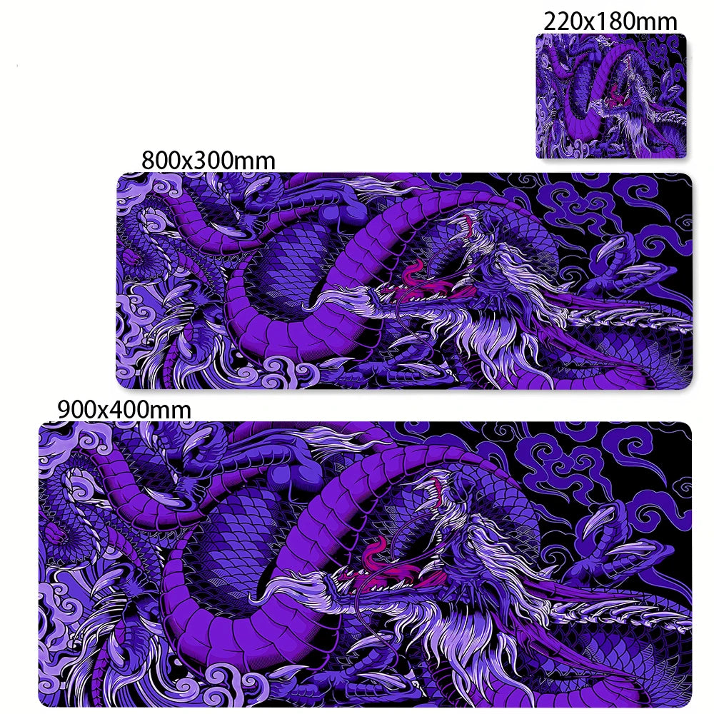 Preto e branco dragão grande mouse tapete de jogos mousepad grande base de borracha mouse pad roxo deskpad eyboard tapetes mousepads 400x900