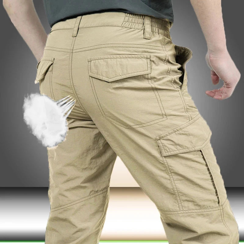 2023 ao ar livre à prova dwaterproof água calças de carga tático dos homens respirável verão casual exército militar calças compridas masculino secagem rápida carga