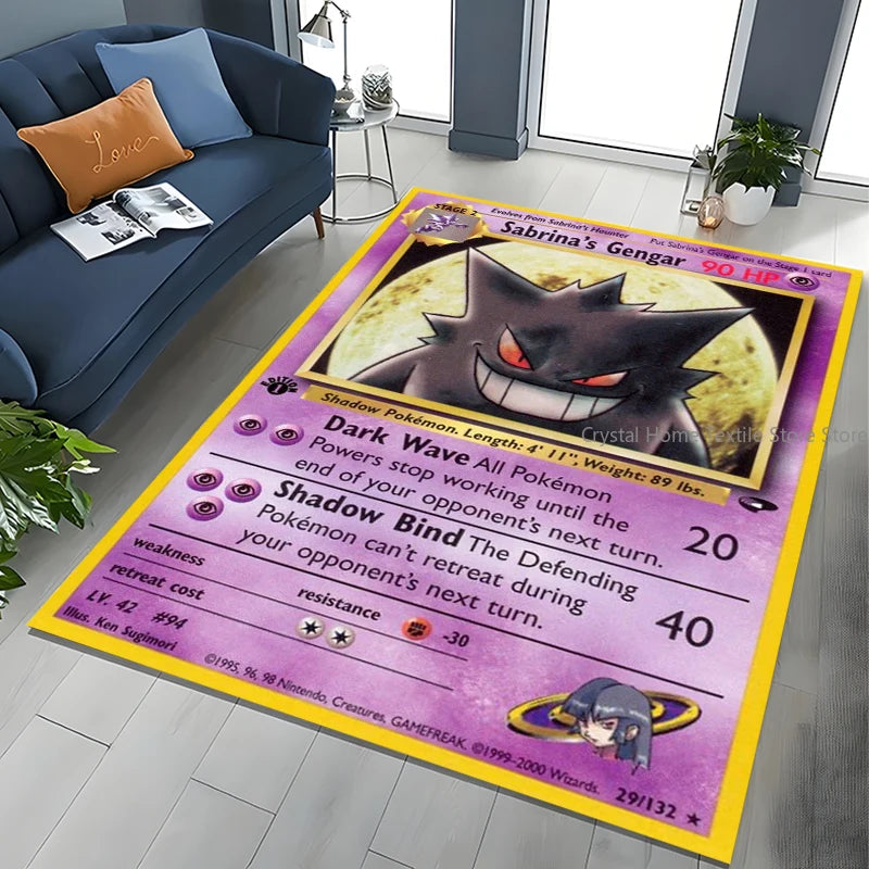 Tapete de Área Potdemiel Pokémon Gengar para Sala de Estar, Decoração de Casa, Tapete de Chão para Engatinhar Infantil e Tapete de Jogo para Sala de Estar