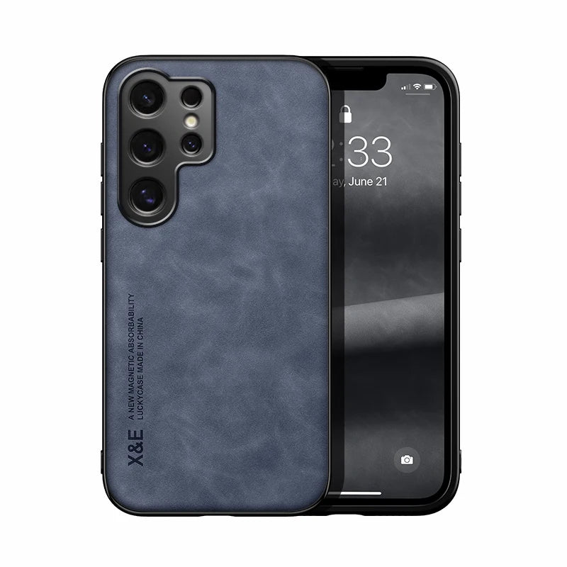 Capa de telefone ultrafina de couro de luxo para samsung galaxy s26 s25 s24 s23 s22 s21 ultra plus sensação de seda capa macia para suporte de carro