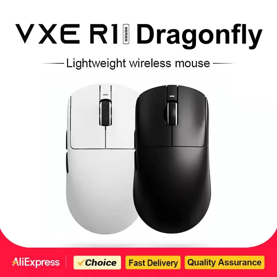 Mouse Sem Fio VXE Dragonfly R1 com Sensor PAW3395, Nordic 52840, Mouse para Jogos 2KHz FPS, Velocidade Inteligente e Baixa Latência para Jogos e Escritório