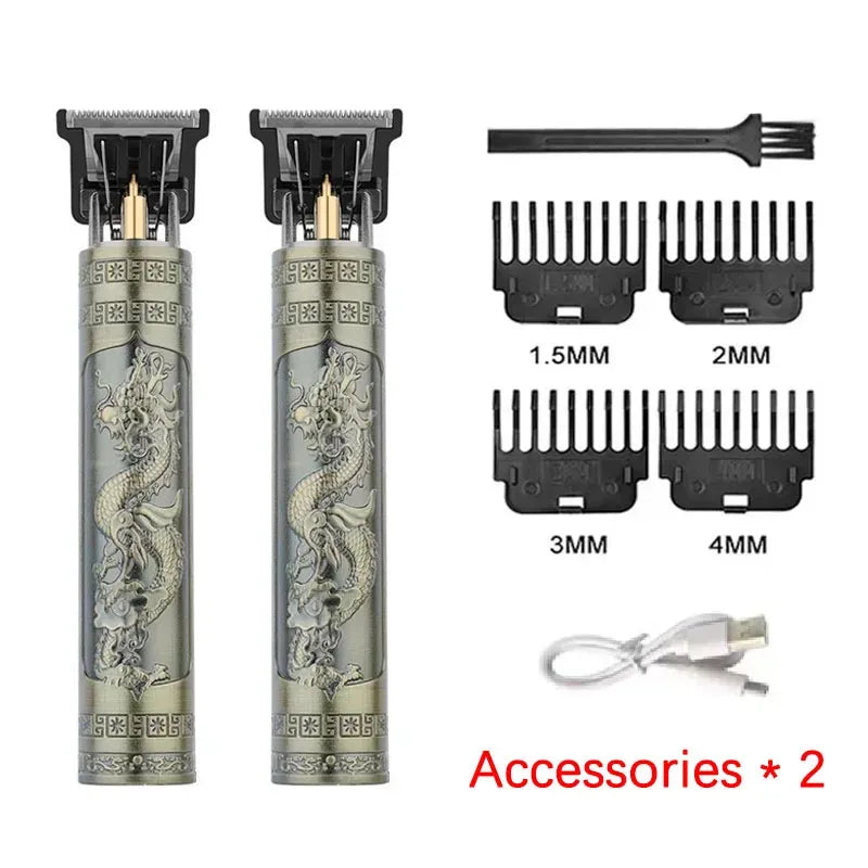 Máquina de Cortar Cabelo Vintage com Carregamento USB, Aparador Elétrico Portátil, Barbeador Profissional, Presente para Namorado