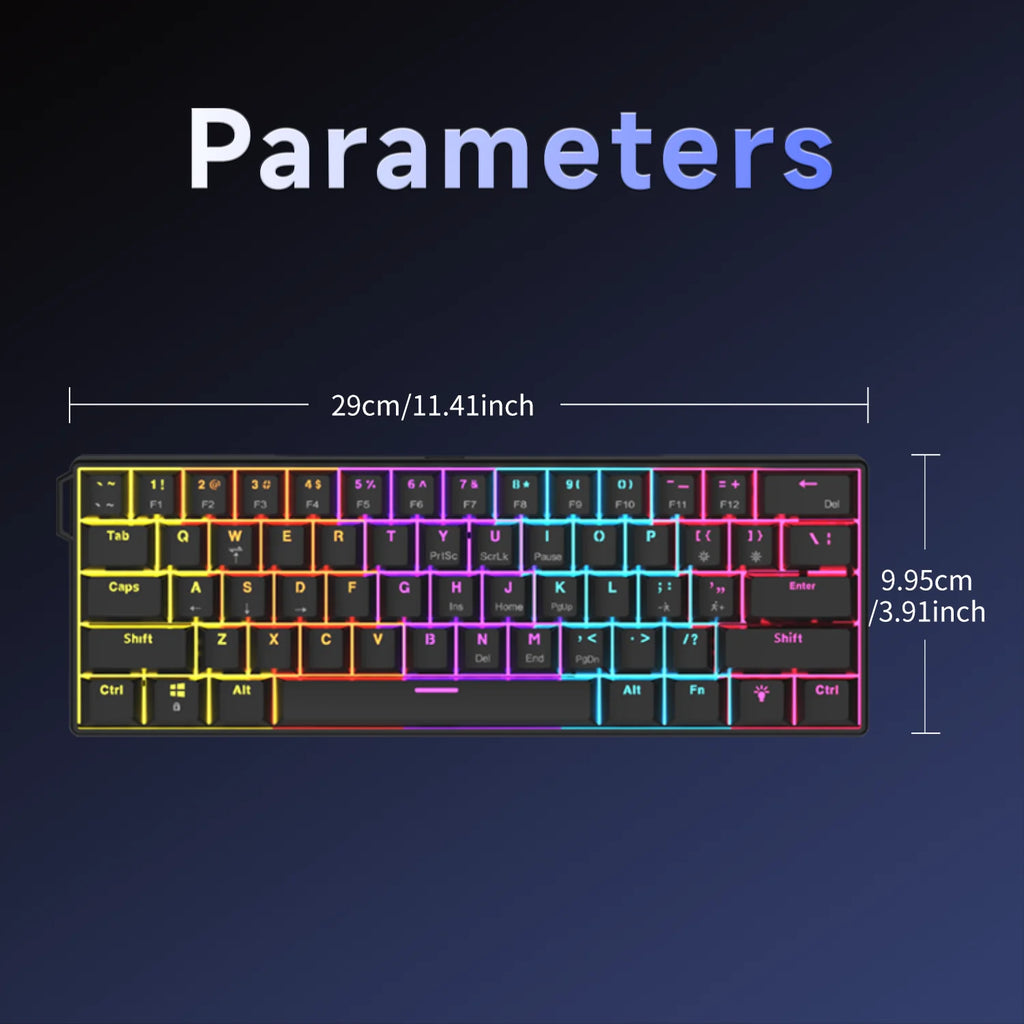 Ajazz nk61 teclado mecânico para jogos com fio 60% rgb hot-swappable 61 teclas interruptor vermelho mini teclado para gamer pc