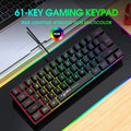 Teclado para jogos com fio 60%, mini teclado ultra compacto com luz de fundo RGB, teclado pequeno e compacto de 61 teclas à prova d'água para jogadores de PC/Mac