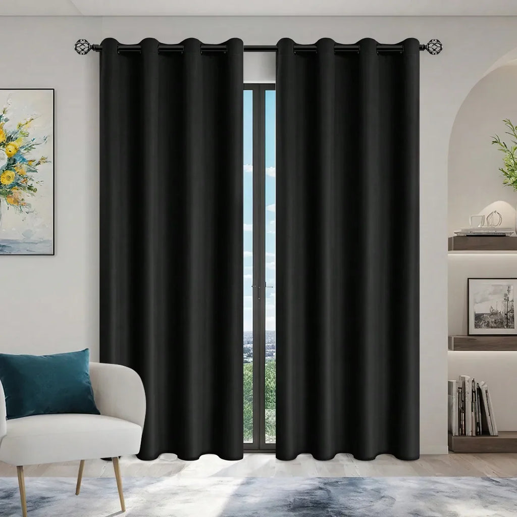 Cortinas Blackout Sólidas 100% com Ilhoses, Cortinas de Privacidade Total para Quarto, Lindas Cortinas para Sala de Estar