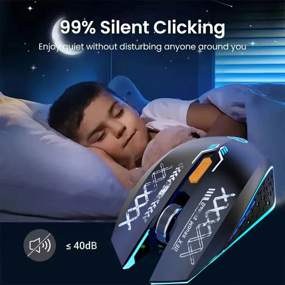 Mouse bluetooth 2.4g sem fio rgb retroiluminado modo duplo recarregável silencioso mouse para jogos 1600 dpi mouse para pc laptop