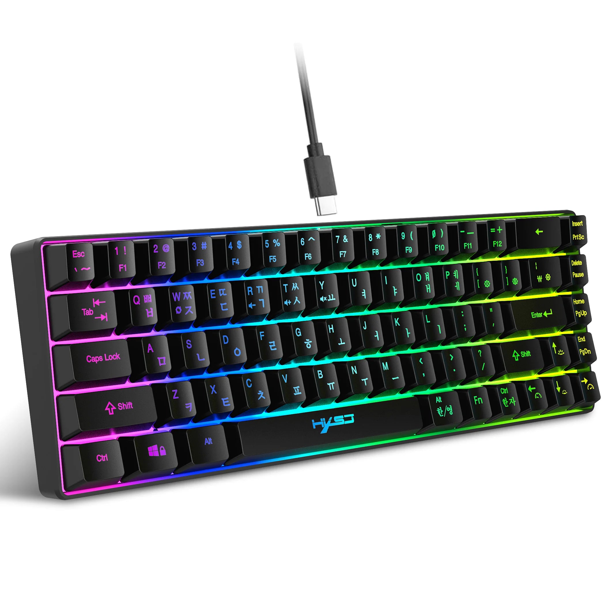 68 teclas teclado para jogos usb com fio portátil 20 rgb backlight espanhol coreano russo teclado para windows laptops computador