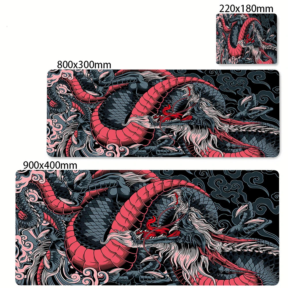 Preto e branco dragão grande mouse tapete de jogos mousepad grande base de borracha mouse pad roxo deskpad eyboard tapetes mousepads 400x900