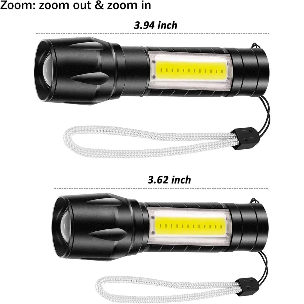 Lanterna LED Recarregável USB Mini Pequena com Luz COB, Lanterna Portátil de Bolso e Chaveiro