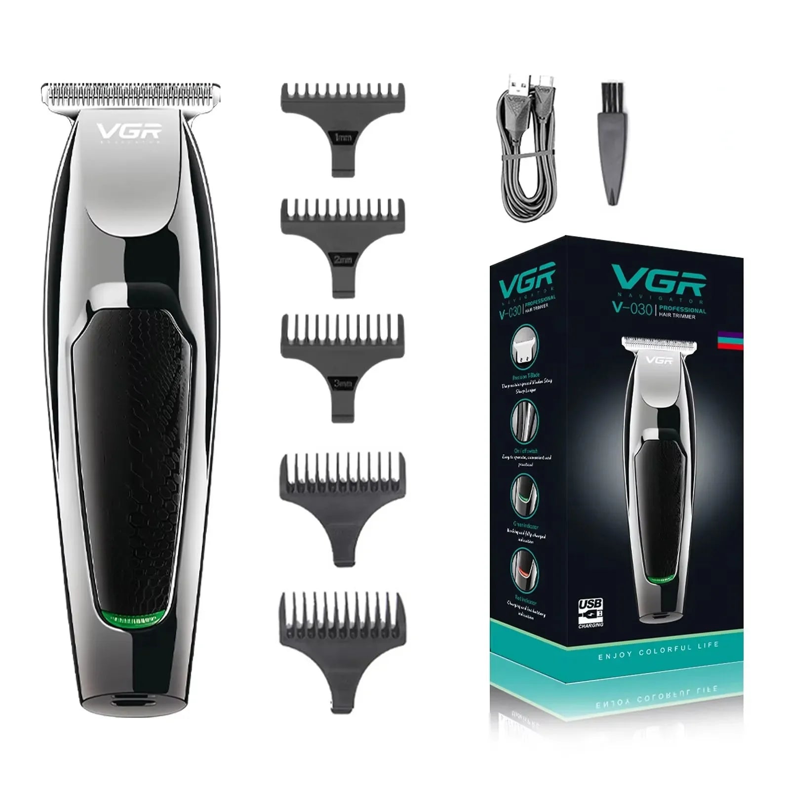 VGR máquina cortar cabelos aparador de pelos Profissional Máquinas de Corte de Cabelo Profissional de Barbeiro Máquinas Recarreg